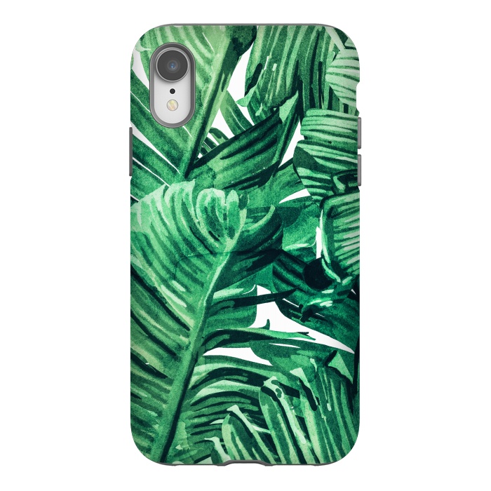 iPhone Xr StrongFit Tropical State of Mind | Watercolor Palm Banana Leaves Painting | Botanical Jungle Bohemian Plants by Uma Prabhakar Gokhale