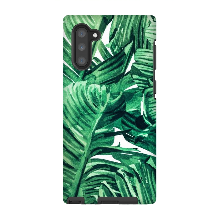 Galaxy Note 10 StrongFit Tropical State of Mind | Watercolor Palm Banana Leaves Painting | Botanical Jungle Bohemian Plants by Uma Prabhakar Gokhale