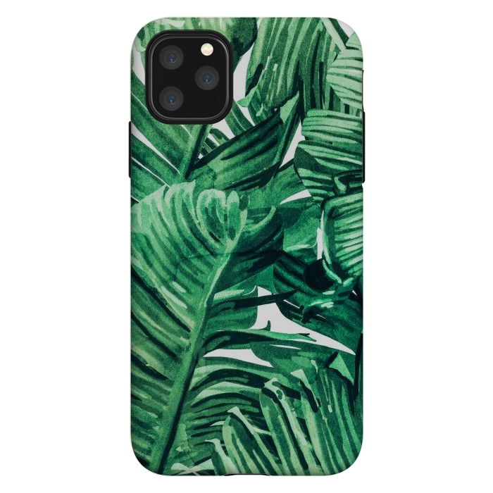 iPhone 11 Pro Max StrongFit Tropical State of Mind | Watercolor Palm Banana Leaves Painting | Botanical Jungle Bohemian Plants by Uma Prabhakar Gokhale