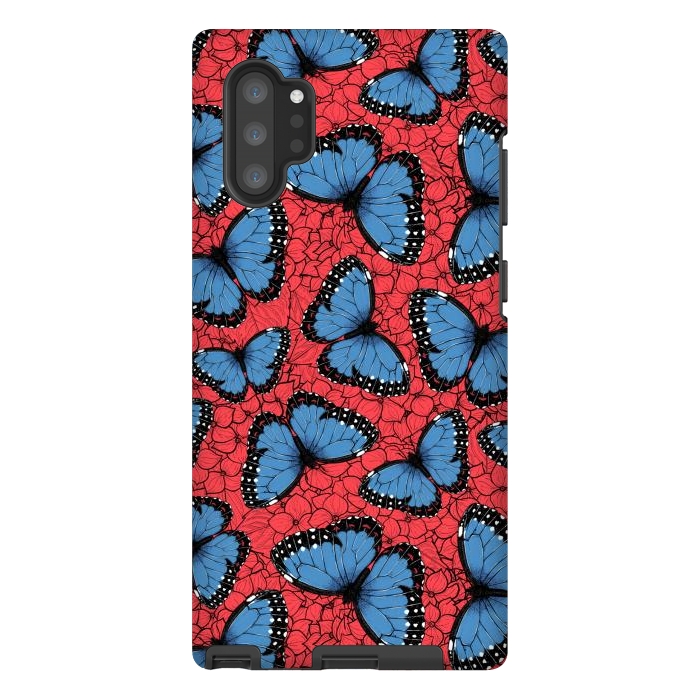 Galaxy Note 10 plus StrongFit Blue Morpho butterfly on red hydrangea by Katerina Kirilova