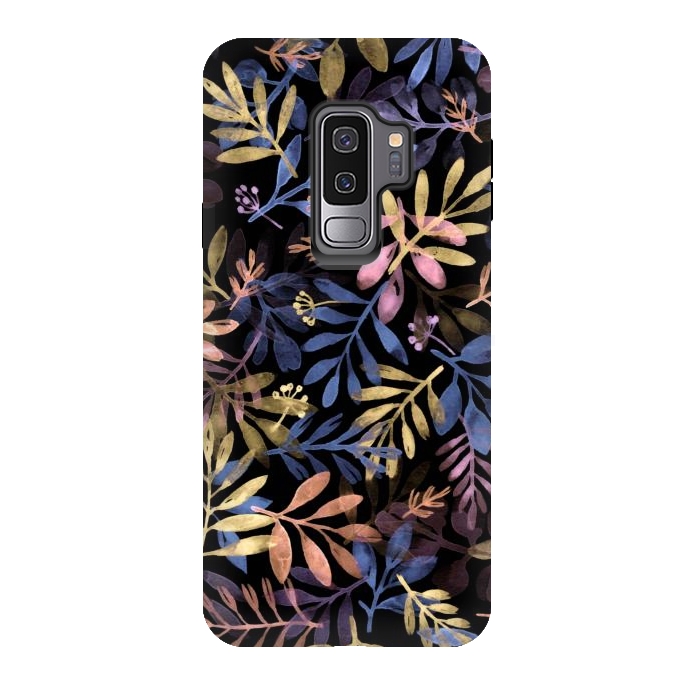 Galaxy S9 plus StrongFit colorful branches on a black background by Alena Ganzhela