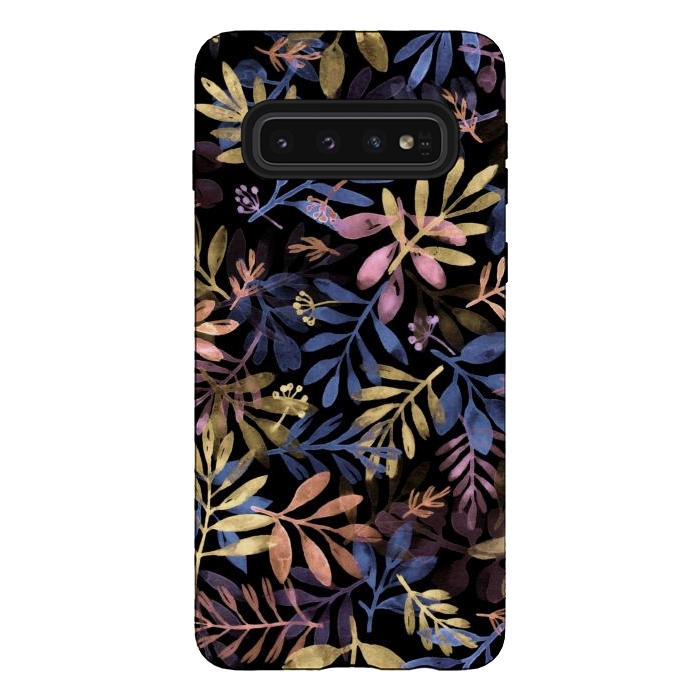 Galaxy S10 StrongFit colorful branches on a black background by Alena Ganzhela