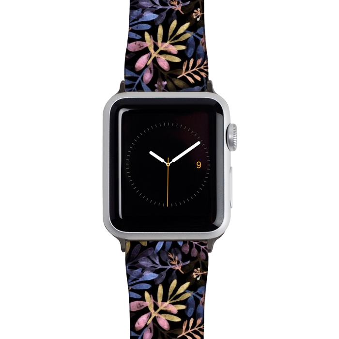 Watch 38mm / 40mm Strap PU leather colorful branches on a black background by Alena Ganzhela
