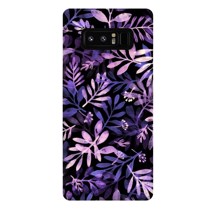 Galaxy Note 8 StrongFit purple branches on a black background by Alena Ganzhela