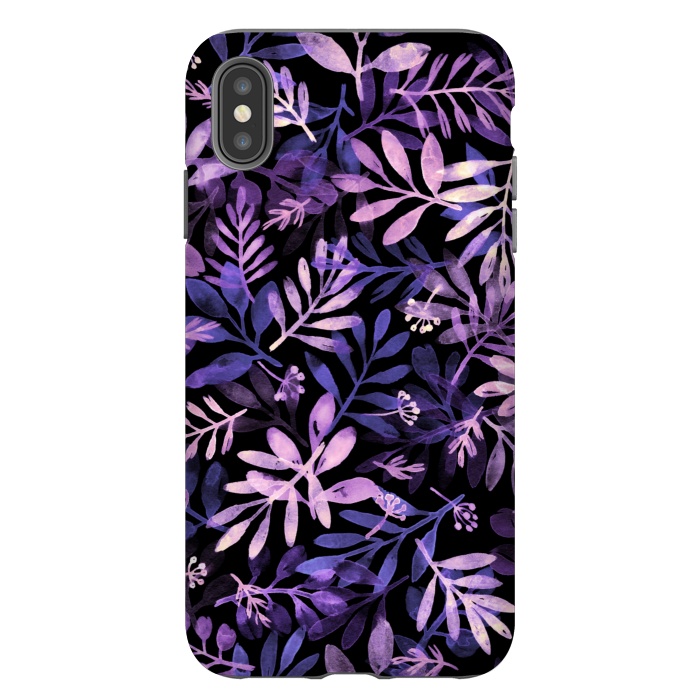 iPhone Xs Max StrongFit purple branches on a black background by Alena Ganzhela