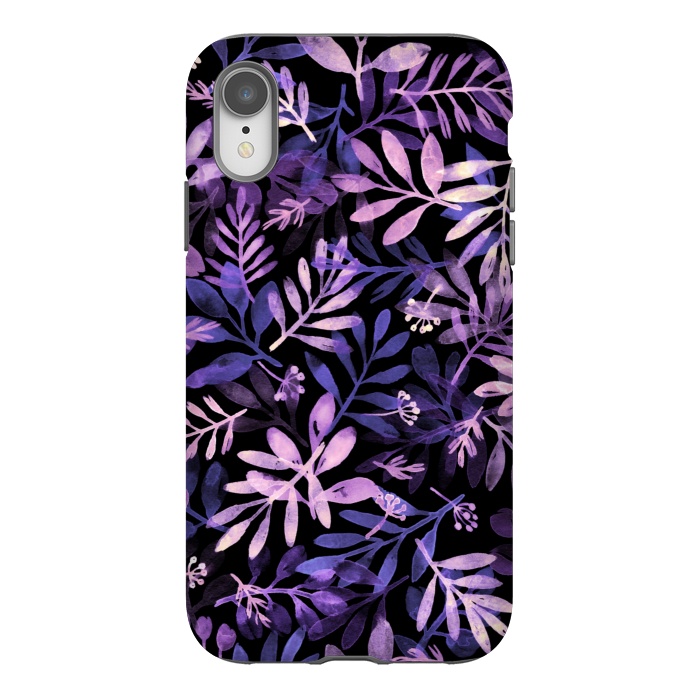 iPhone Xr StrongFit purple branches on a black background by Alena Ganzhela
