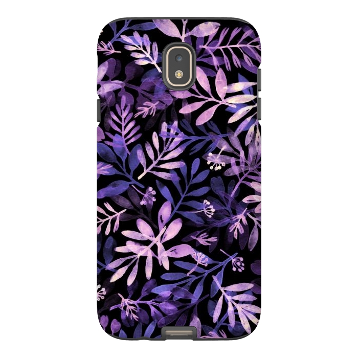 Galaxy J7 StrongFit purple branches on a black background by Alena Ganzhela