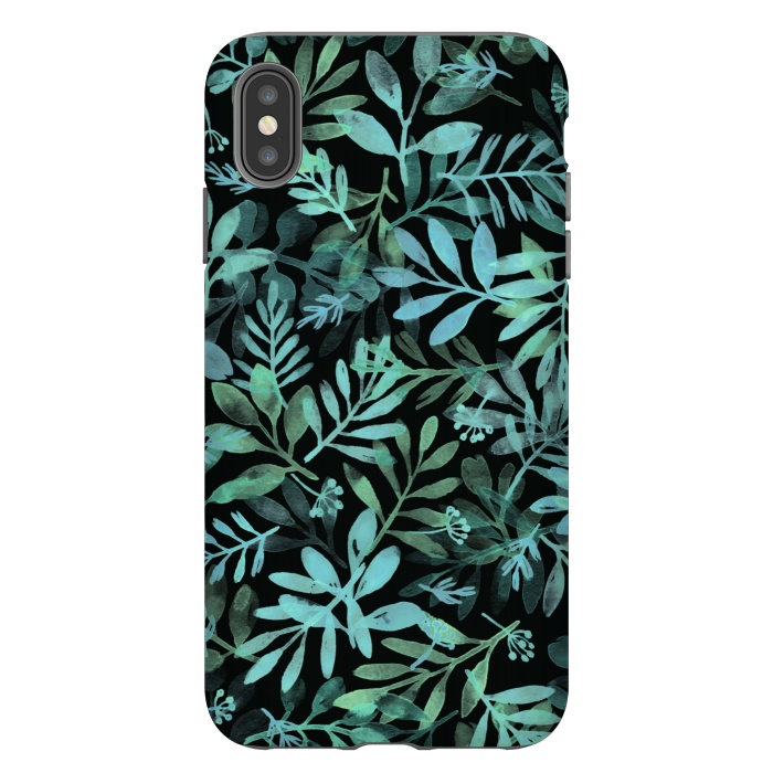 iPhone Xs Max StrongFit emerald branches on a black background by Alena Ganzhela