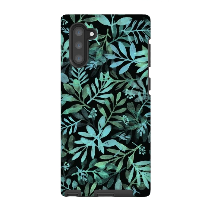 Galaxy Note 10 StrongFit emerald branches on a black background by Alena Ganzhela
