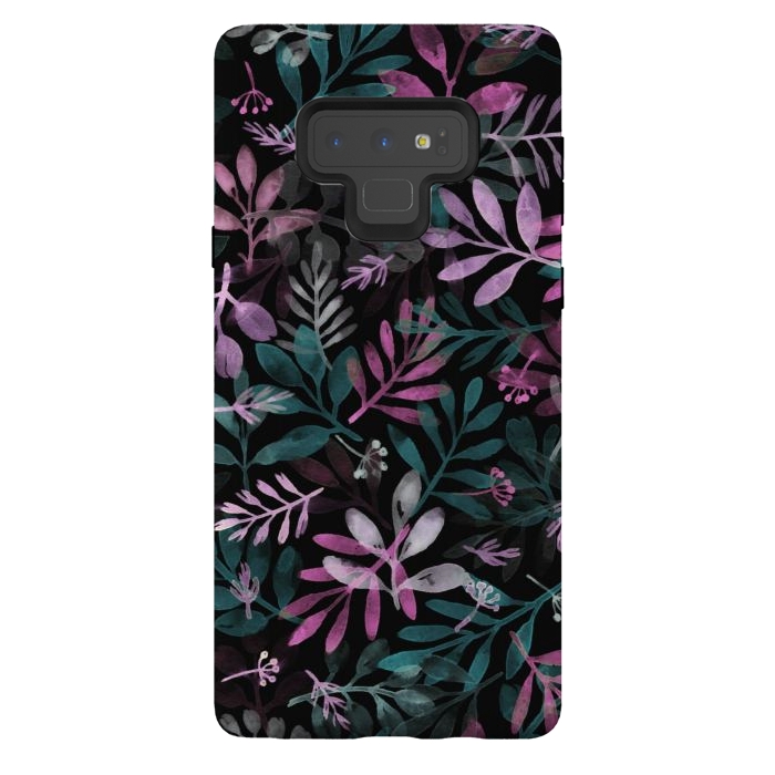 Galaxy Note 9 StrongFit pink and green branches by Alena Ganzhela