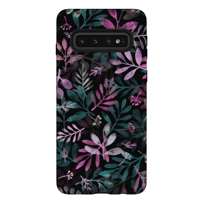 Galaxy S10 StrongFit pink and green branches by Alena Ganzhela