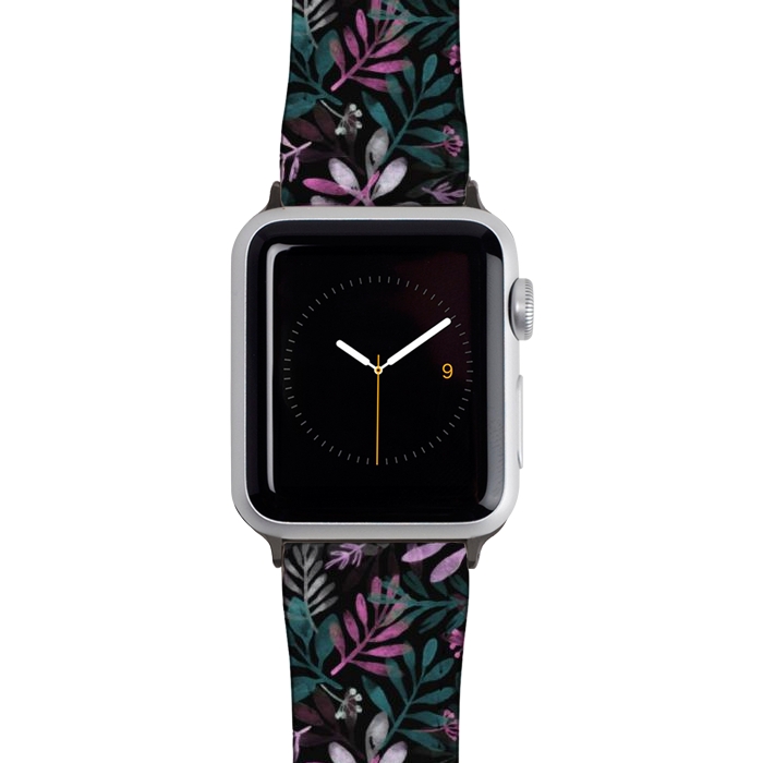 Watch 38mm / 40mm Strap PU leather pink and green branches by Alena Ganzhela