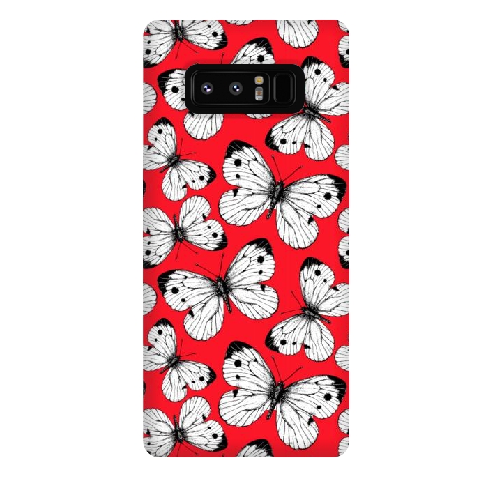 Galaxy Note 8 StrongFit Cabbage butterfly pattern on red by Katerina Kirilova