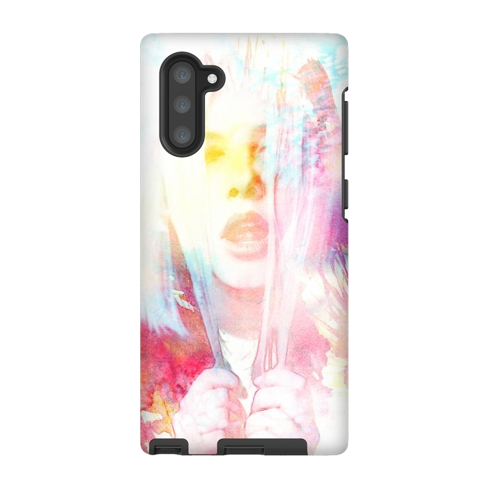 Galaxy Note 10 StrongFit Rainbow watercolor fashion portrait by Oana 