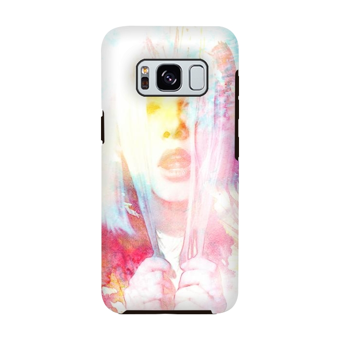 Galaxy S8 StrongFit Rainbow watercolor fashion portrait by Oana 