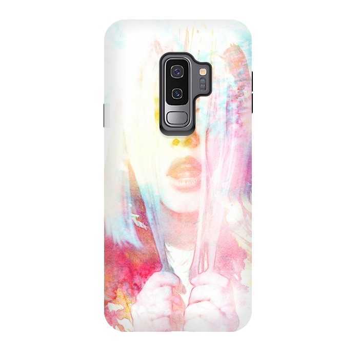 Galaxy S9 plus StrongFit Rainbow watercolor fashion portrait by Oana 