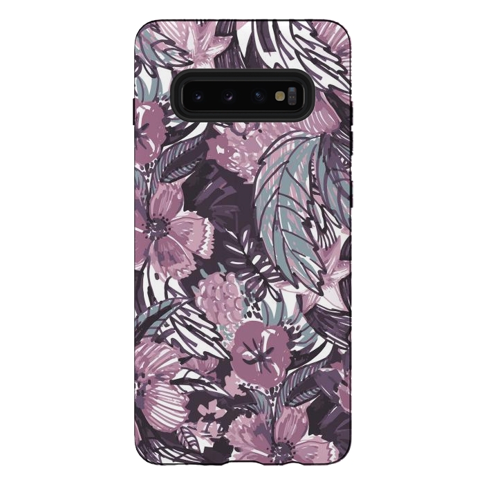 Galaxy S10 plus StrongFit Modern sketched flower bouquet by Oana 