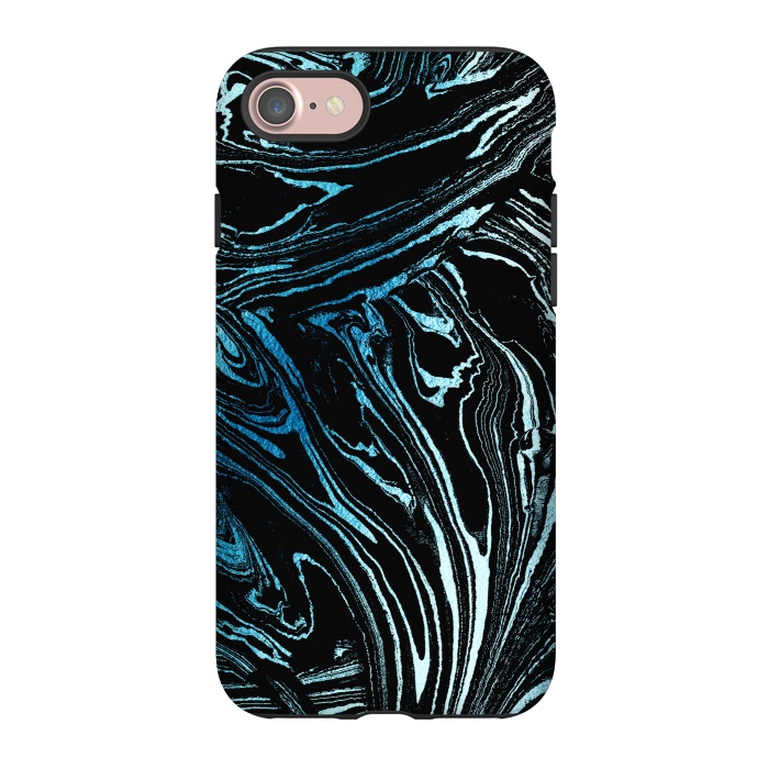 iPhone 7 StrongFit Metallic blue marble stripes by Oana 