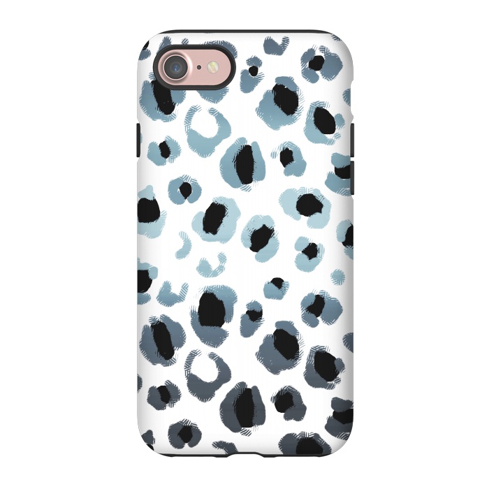 iPhone 7 StrongFit Blue silver leopard spots by Oana 