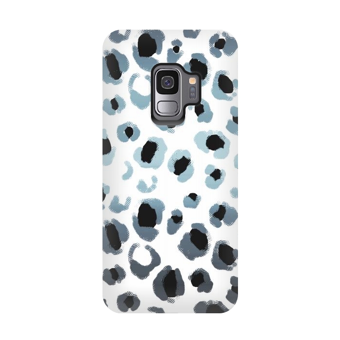 Galaxy S9 StrongFit Blue silver leopard spots by Oana 