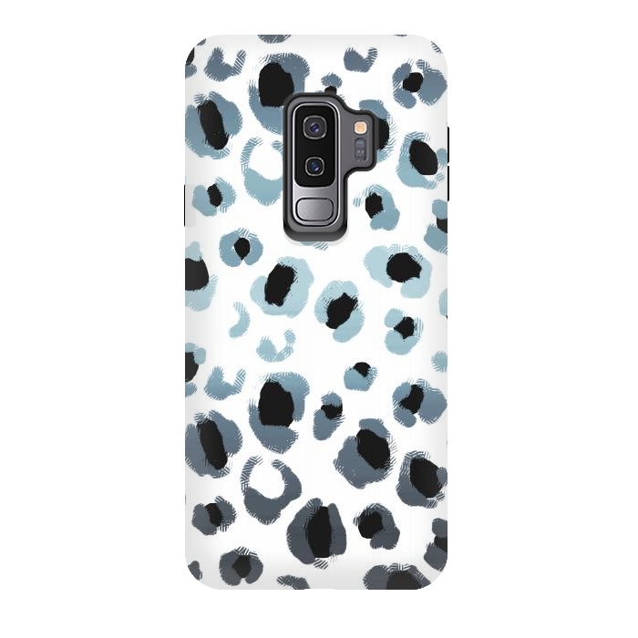 Galaxy S9 plus StrongFit Blue silver leopard spots by Oana 