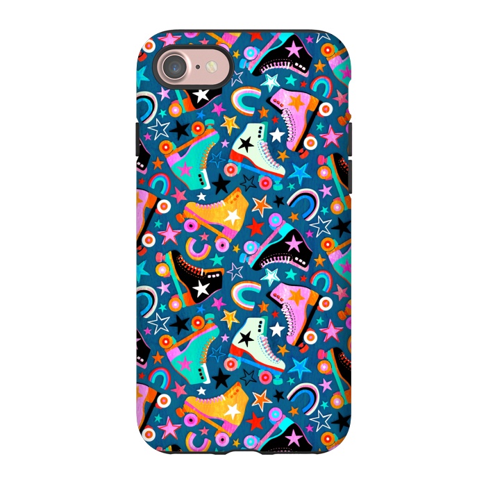 iPhone 7 StrongFit Retro Rainbow Roller Skates and Stars by Micklyn Le Feuvre