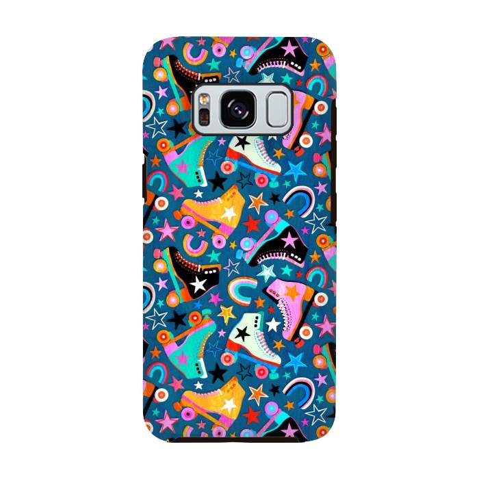 Galaxy S8 StrongFit Retro Rainbow Roller Skates and Stars by Micklyn Le Feuvre