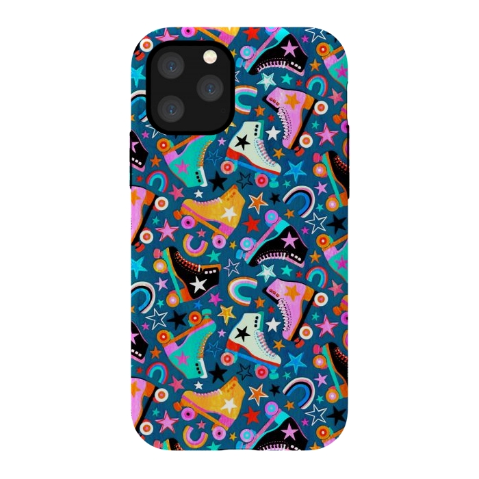 iPhone 11 Pro StrongFit Retro Rainbow Roller Skates and Stars by Micklyn Le Feuvre