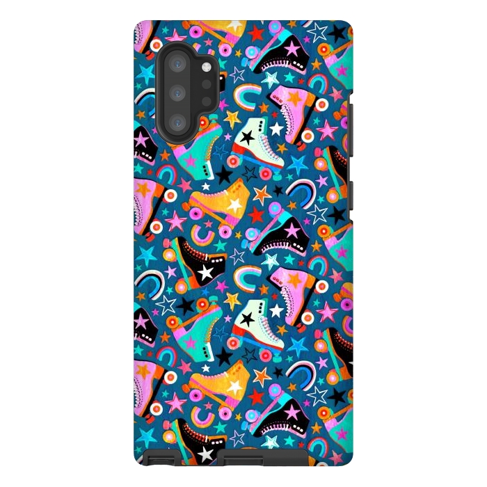 Galaxy Note 10 plus StrongFit Retro Rainbow Roller Skates and Stars by Micklyn Le Feuvre