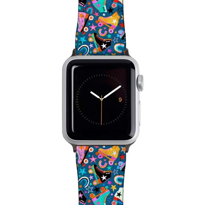 Watch 38mm / 40mm Strap PU leather Retro Rainbow Roller Skates and Stars by Micklyn Le Feuvre