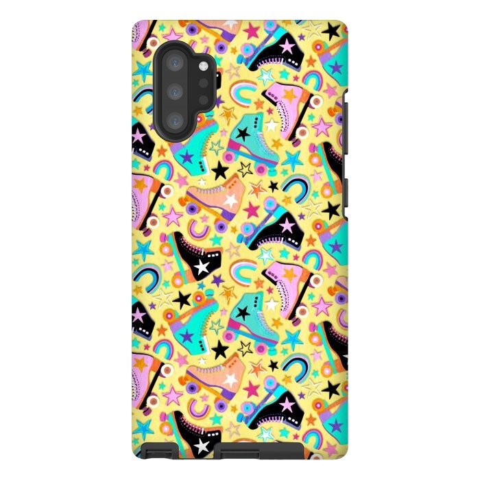 Galaxy Note 10 plus StrongFit Retro Roller Skates on Yellow by Micklyn Le Feuvre