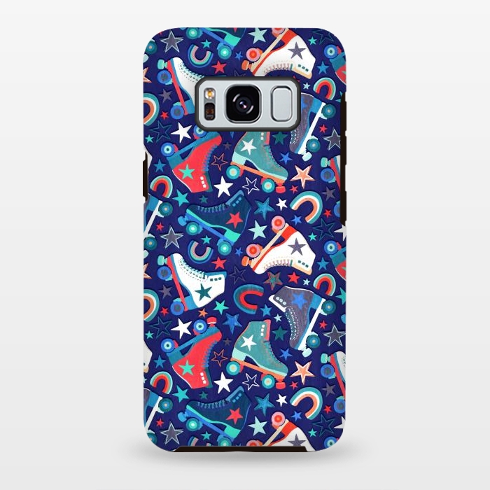 Galaxy S8 plus StrongFit Red, White and Blue Retro Roller Skates by Micklyn Le Feuvre