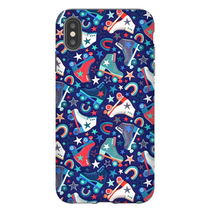 iPhone Xs Max StrongFit Red, White and Blue Retro Roller Skates by Micklyn Le Feuvre