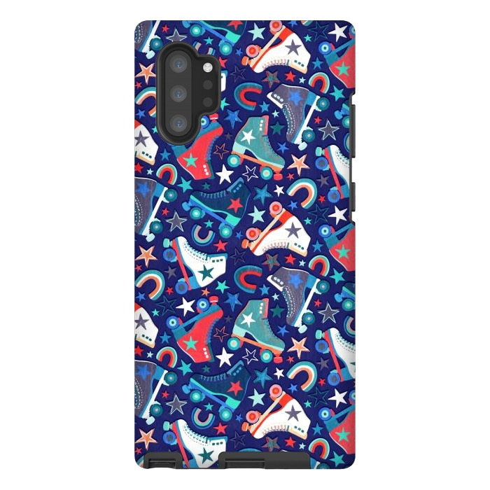 Galaxy Note 10 plus StrongFit Red, White and Blue Retro Roller Skates by Micklyn Le Feuvre