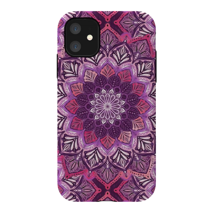 iPhone 11 StrongFit Perfect Pearly Plum Mandala by Micklyn Le Feuvre
