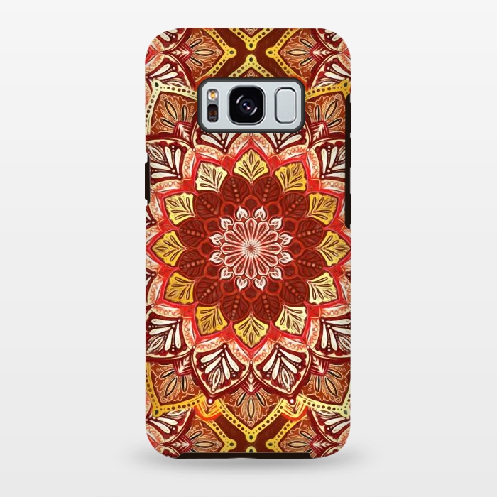 Galaxy S8 plus StrongFit Boho Mandala in Rust Red and Faux Gold by Micklyn Le Feuvre