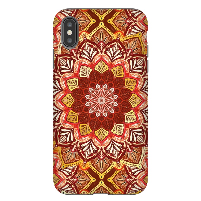 iPhone Xs Max StrongFit Boho Mandala in Rust Red and Faux Gold by Micklyn Le Feuvre