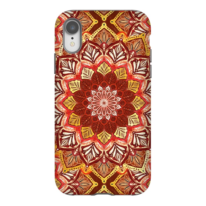 iPhone Xr StrongFit Boho Mandala in Rust Red and Faux Gold by Micklyn Le Feuvre