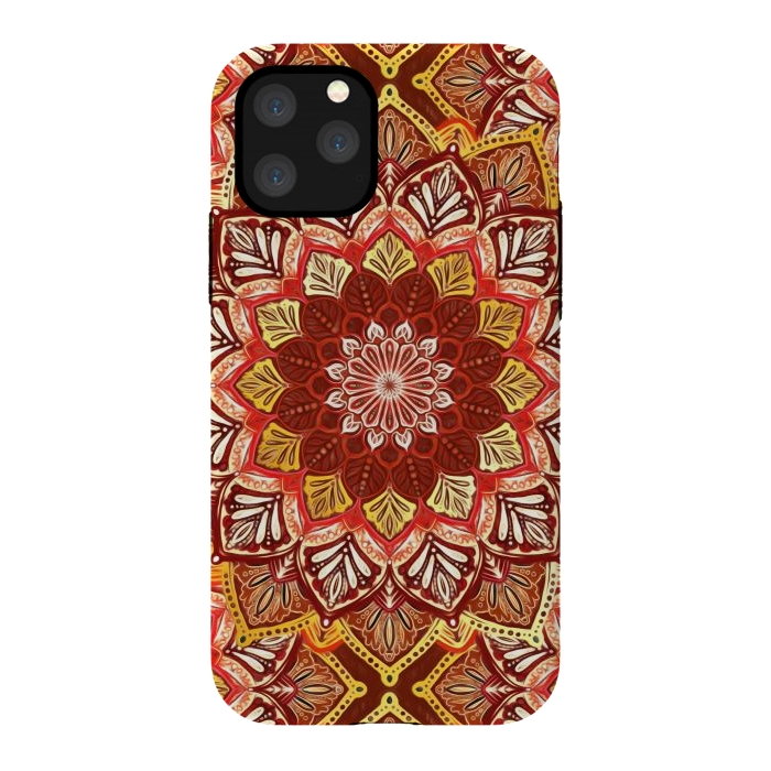 iPhone 11 Pro StrongFit Boho Mandala in Rust Red and Faux Gold by Micklyn Le Feuvre