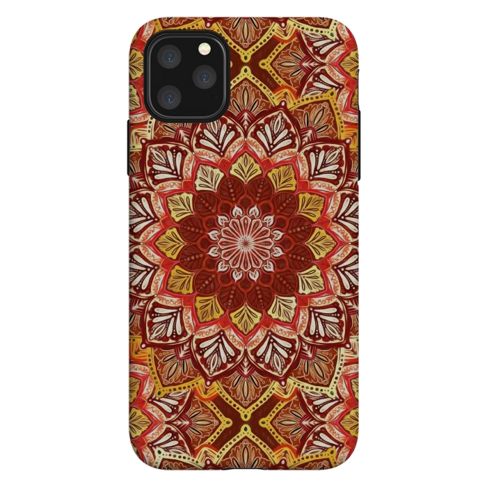 iPhone 11 Pro Max StrongFit Boho Mandala in Rust Red and Faux Gold by Micklyn Le Feuvre