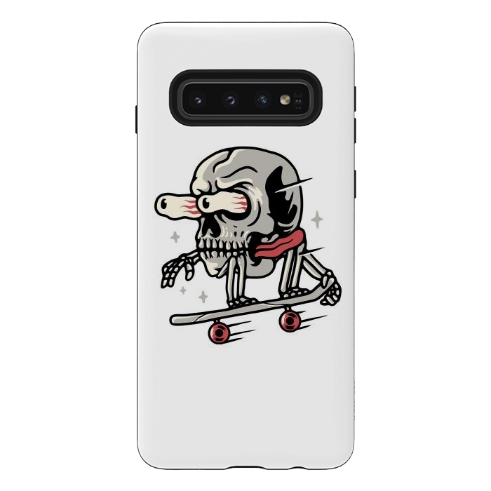 Galaxy S10 StrongFit Skull Skateboarding by Afif Quilimo