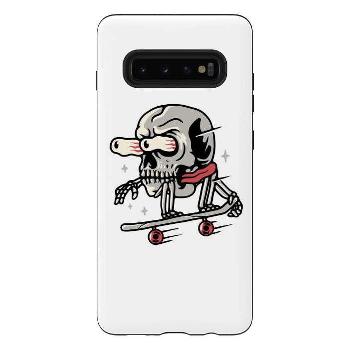 Galaxy S10 plus StrongFit Skull Skateboarding by Afif Quilimo