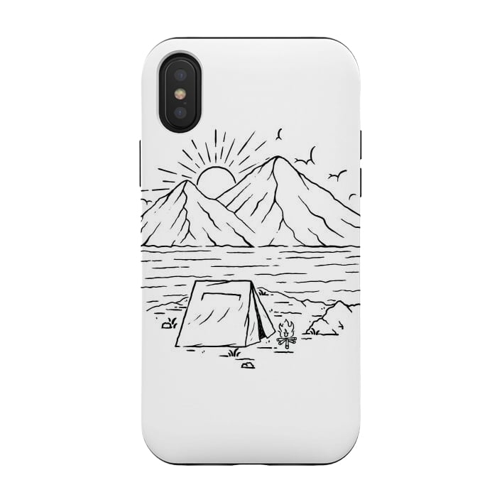 iPhone Xs / X StrongFit Camping Lake and Mountain by Afif Quilimo
