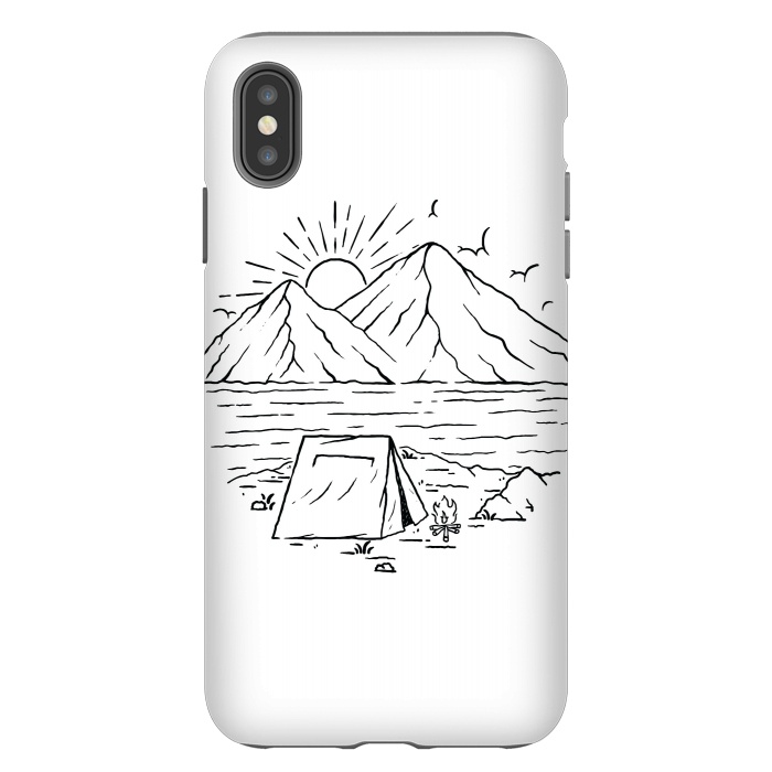 iPhone Xs Max StrongFit Camping Lake and Mountain by Afif Quilimo