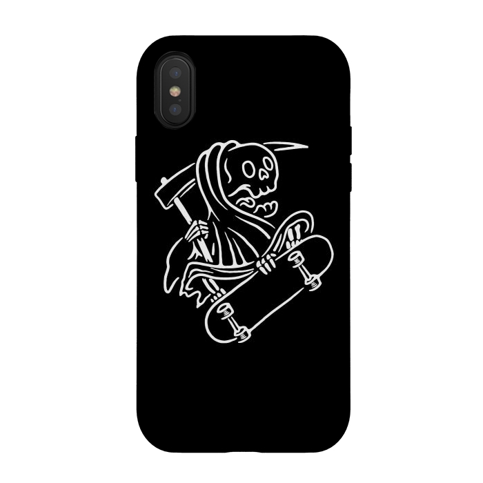 iPhone Xs / X StrongFit Grim Reaper Skateboarding by Afif Quilimo