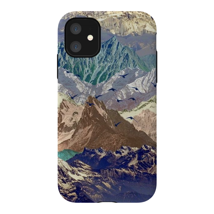 iPhone 11 StrongFit Mountain landscape utopic nature collage  by Oana 