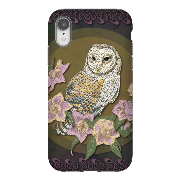 iPhone Xr StrongFit Owl & Hellebore by Lotti Brown