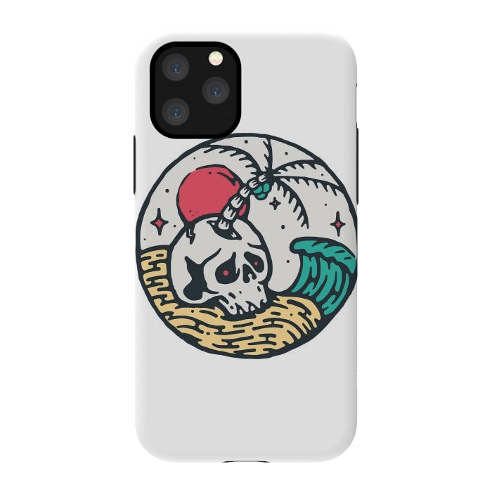 iPhone 11 Pro StrongFit Skull and Beach by Afif Quilimo