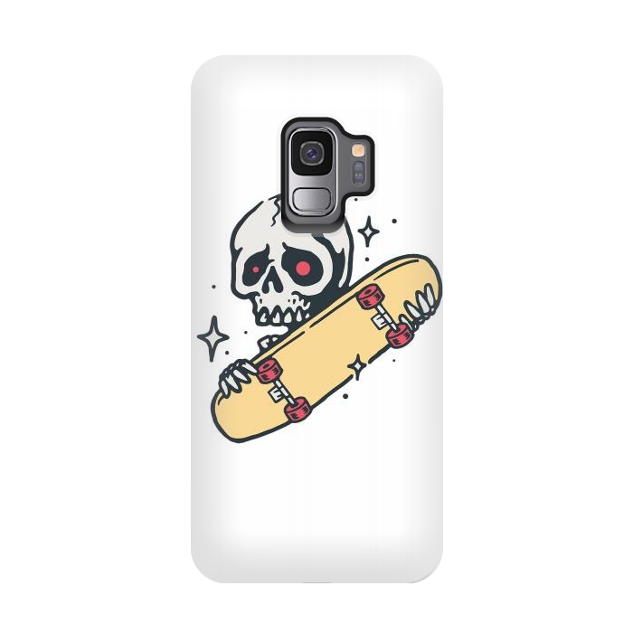 Galaxy S9 StrongFit Skull Love Skateboard by Afif Quilimo