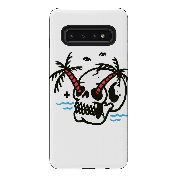 Galaxy S10 StrongFit Skull Coconut Trees by Afif Quilimo
